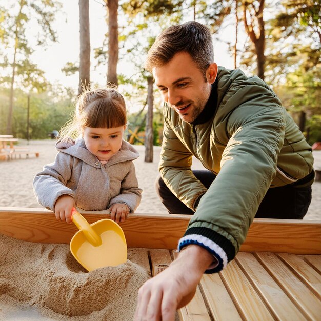 Foto vater und tochter genießen den tag gemeinsam im freien