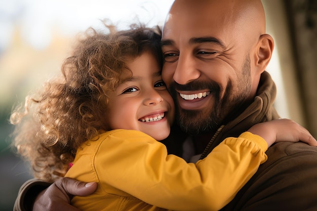 Vater und Tochter umarmen sich