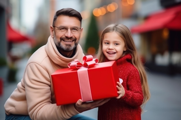 Vatertag Tochter gibt Vater ein Geschenk