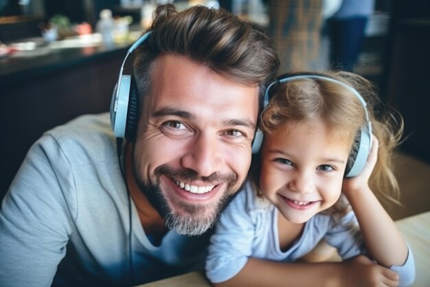 Vatertagfeier mit einem glücklichen Vater und Tochter