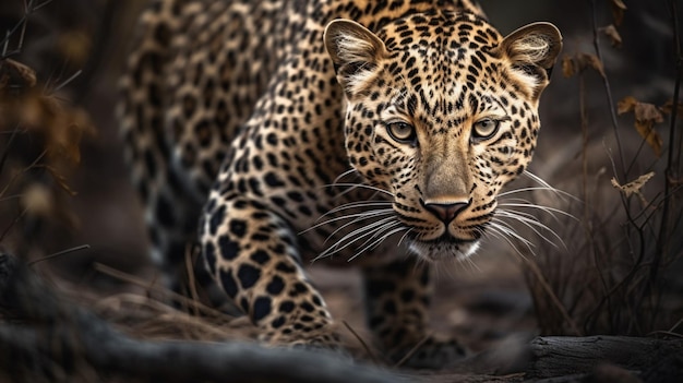 Se ve un leopardo en un zoológico.