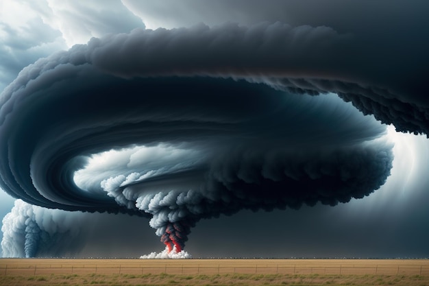 Se ve una nube de tormenta sobre un campo.