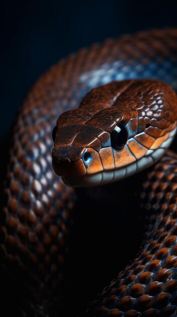 Se ve una serpiente de cara negra y cabeza roja.