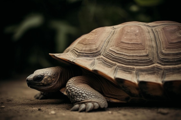 Se ve una tortuga en una roca en la naturaleza.