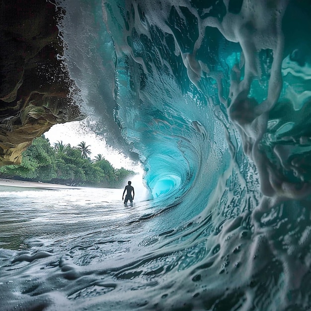 Foto vea el interior de la ola masiva que se rompe