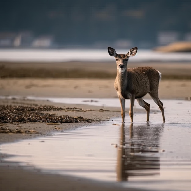 veado na praia