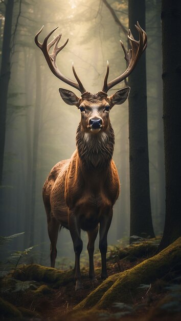 Veado realista com fundo de natureza