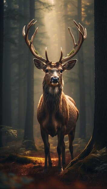 Veado realista com fundo de natureza