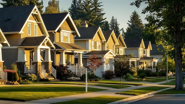 Foto un vecindario perfecto de casas familiares en el área suburbana de vancouver