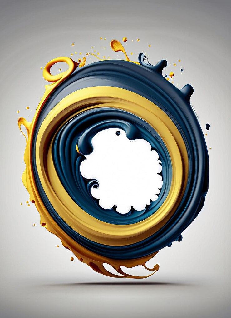Foto vector 3d paint curl abstract espiral pincel stroke flowing ribbon shape tinta líquida digital