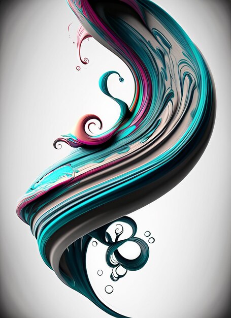 Foto vector 3d paint curl abstract espiral pincel stroke flowing ribbon shape tinta líquida digital