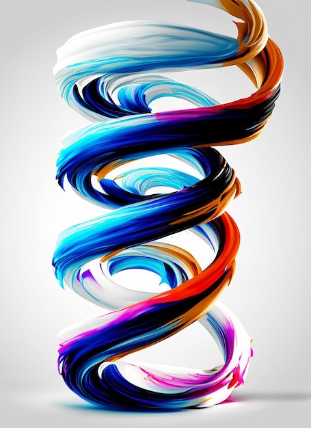 Foto vector 3d paint curl abstract espiral pincel stroke flowing ribbon shape tinta líquida digital