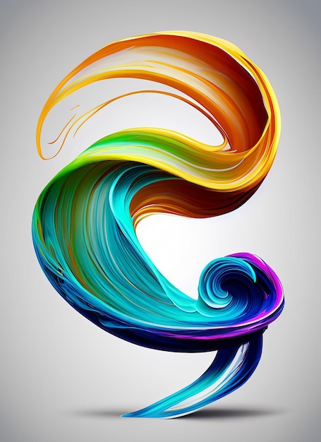 Vector 3D Paint Curl Abstract Espiral Pincel Stroke Flowing Ribbon Shape Tinta líquida digital