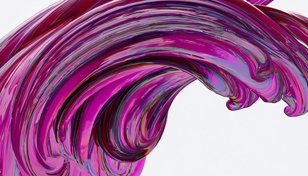 Foto vector 3d paint curl abstract espiral pincel stroke flowing ribbon shape tinta líquida digital