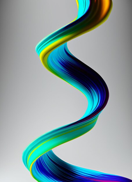 Foto vector 3d paint curl abstract espiral pincel stroke flowing ribbon shape tinta líquida digital