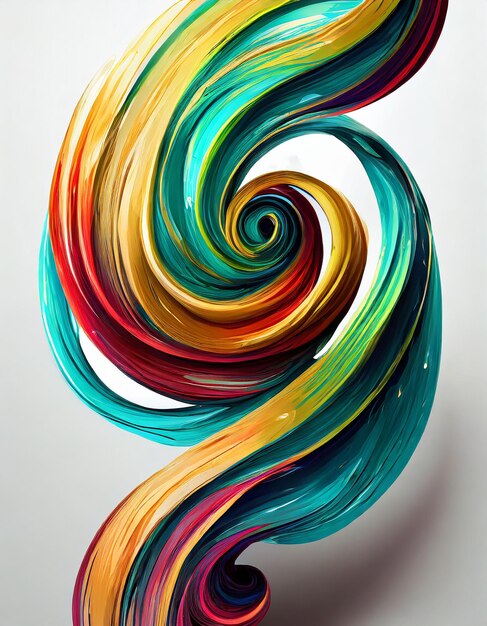 Vector 3D Paint Curl Abstract Espiral Pincel Stroke Flowing Ribbon Shape Tinta líquida digital