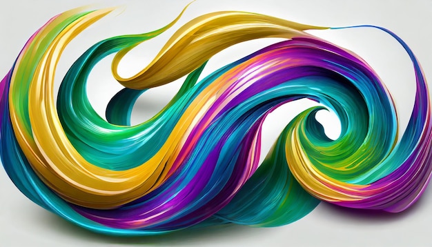 Vector 3D Pintura Curl Abstracto Pincel en espiral Corazón que fluye Forma de cinta Tinta líquida digital