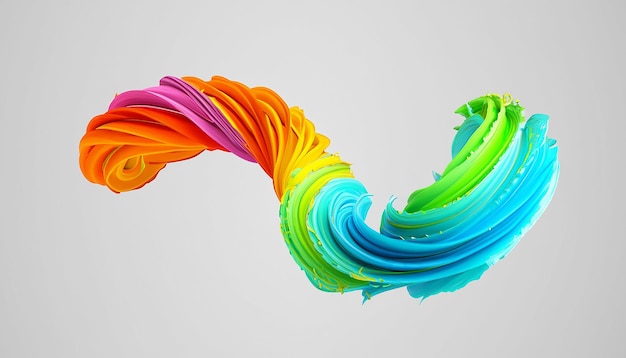 Foto vector 3d pintura curl abstracto pincel en espiral corazón que fluye forma de cinta tinta líquida digital