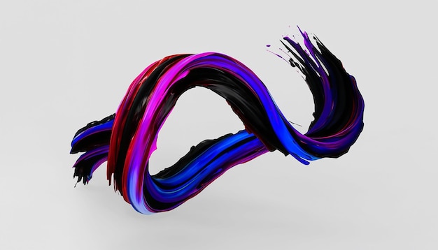 Vector 3D Pintura Curl Resumen Espiral Pincel Trazo Que Fluye Forma De Cinta Tinta Líquida Digital