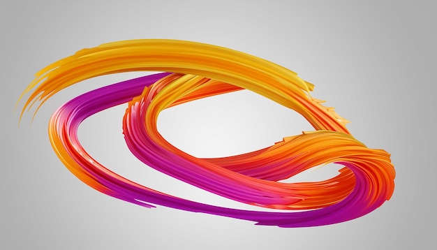 Vector 3D Pintura Curl Resumen Espiral Pincel Trazo Que Fluye Forma De Cinta Tinta Líquida Digital