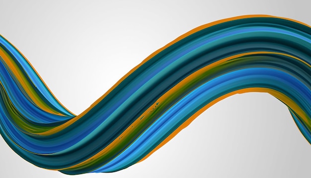 Vector 3D Pintura Curl Resumen Espiral Pincel Trazo Que Fluye Forma De Cinta Tinta Líquida Digital