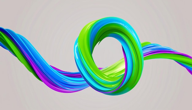 Vector 3D Pintura Curl Resumen Espiral Pincel Trazo Que Fluye Forma De Cinta Tinta Líquida Digital
