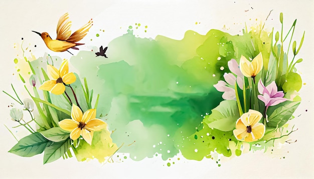 Vector aquarela fundo de primavera