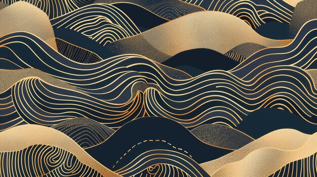 Vector art deco lujoso patrón ondulado línea de onda estilo japonés fondo
