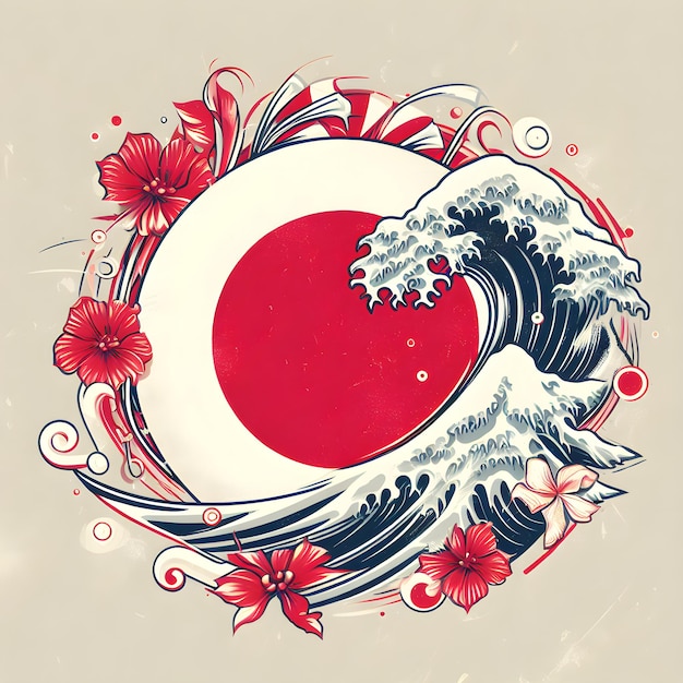 Foto vector de la bandera de las ondas de papel tapiz japonés