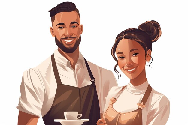 Vector de barista hombre y mujer