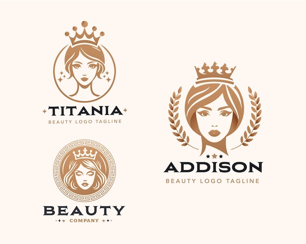 Vector belleza mujer elegante diseño de logotipo de salón para empresa