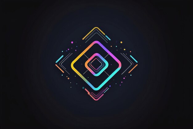 Vector de cadena de bloques icono de línea colorido o elemento de logotipo en fondo oscuro
