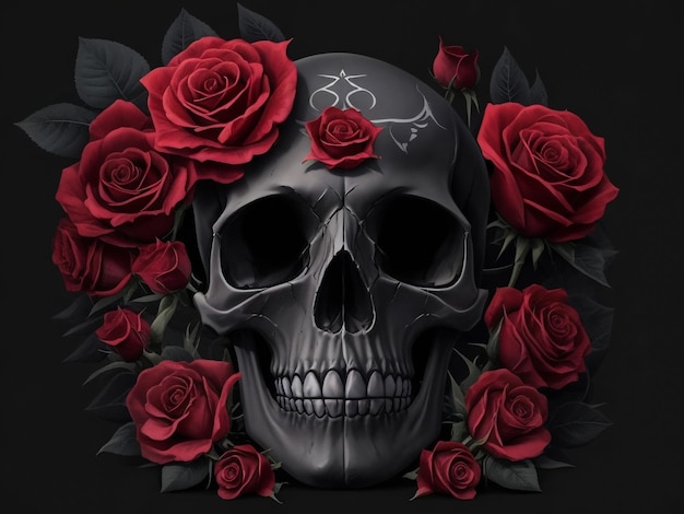 vector de calavera de azúcar con adorno de rosas