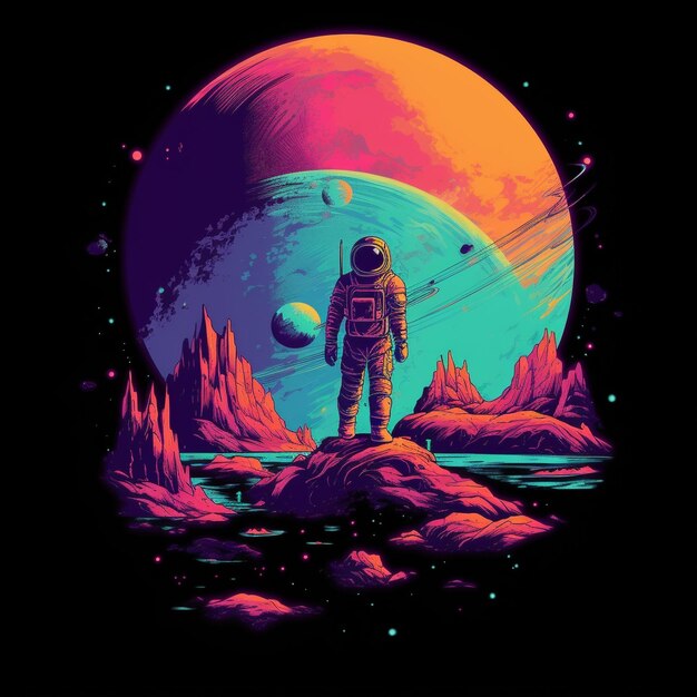 Vector de camiseta Espacio soñador estilo gráfico vaporwave