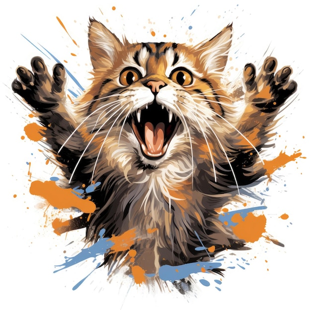 Vector de camiseta de gato divertido y loco sin fondo Diseño 2D