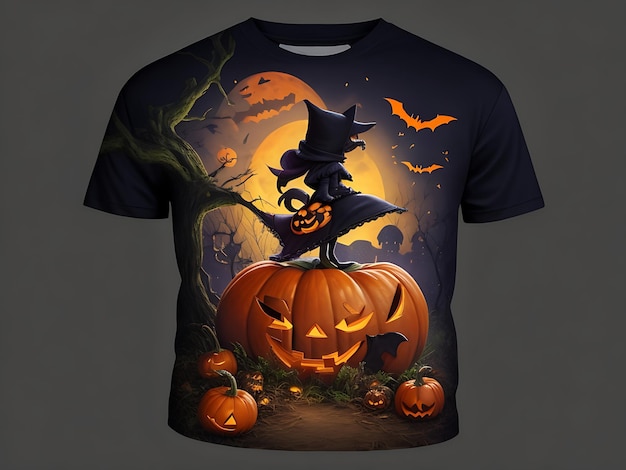 Foto vector camiseta gráfica de halloween obra de arte ilustración cabeza de calabaza