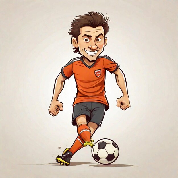 Foto vector cartoon homem smoot face jogador de futebol chutando bola em fundo branco smootface