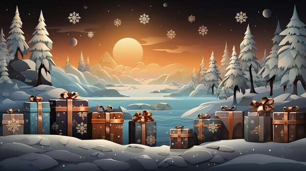 vector_christmas_banner_with_luxury_gifts_on_a_snowf (con los regalos de lujo en la nieve)
