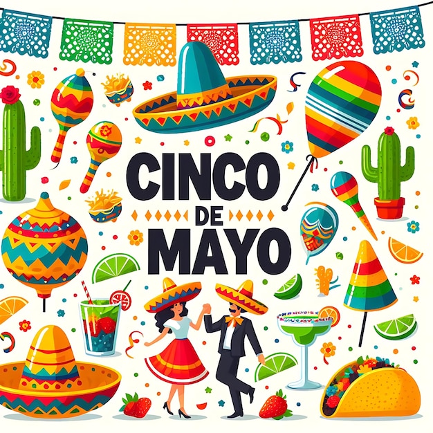 Foto vector cinco de mayo um cartaz para um chapéu e sombrero mexicano