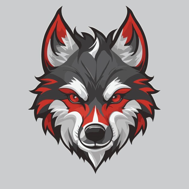 Foto vector de clipart de la mascota de la cabeza de lobo sobre un fondo blanco