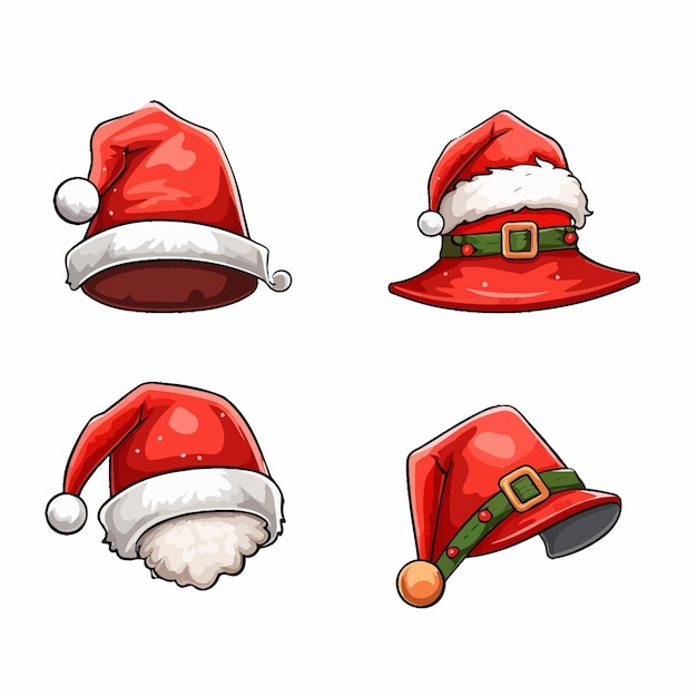 Foto vector de la colección del sombrero de santa claus