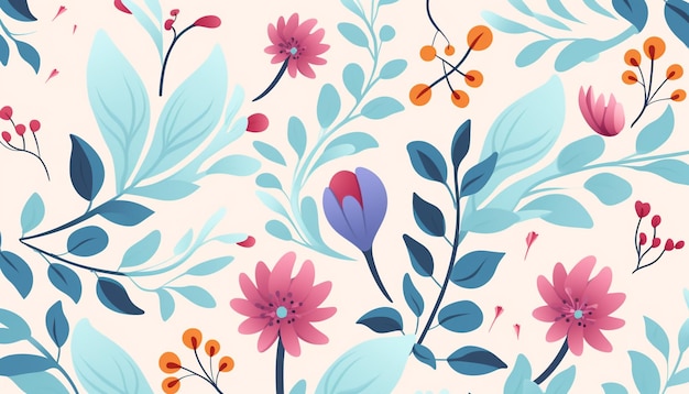 Foto vector de colores fáciles con patrón floral plano