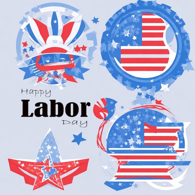 Foto vector creativo diseño del día del trabajo de estados unidos con estrella