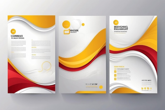 Vector creativo folleto de negocios amarillo y blanco plantilla de diseño de portada fondo abstracto moderno ondas amarillas y rojas