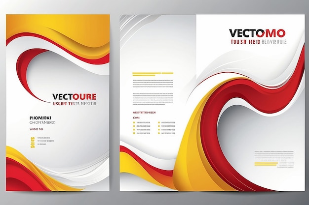 Vector creativo folleto de negocios amarillo y blanco plantilla de diseño de portada fondo abstracto moderno ondas amarillas y rojas