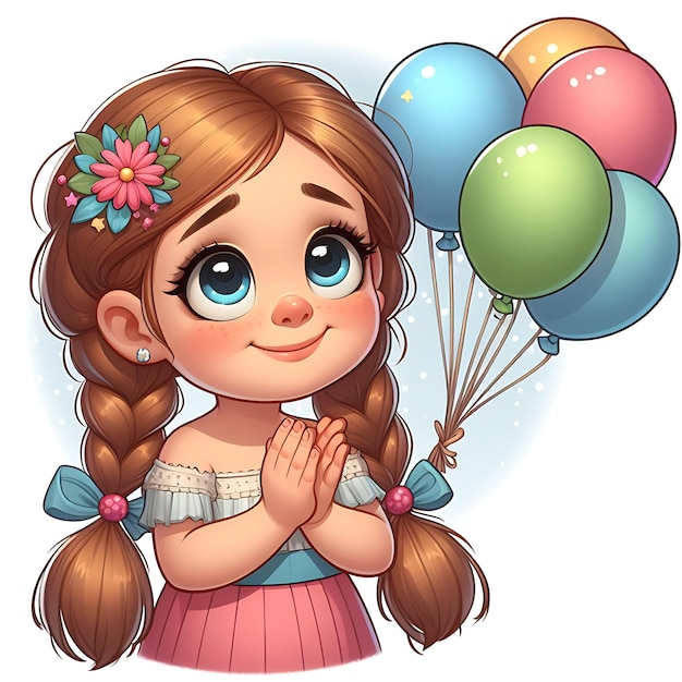 vector de cumpleaños una niña con globos y una imagen de una niño con las palabras la niña