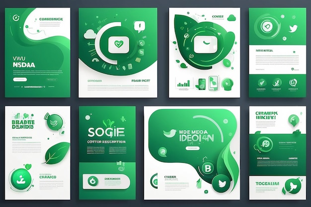 Vector de coleção de modelos de banners de mídia social verde