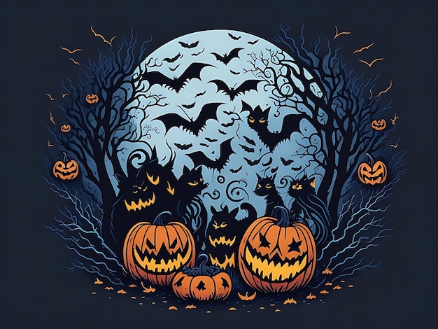 Vector de design de ilustração de camiseta de abóbora de Halloween