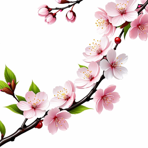 Vector de flores de cerejeira ramo de sakura realista