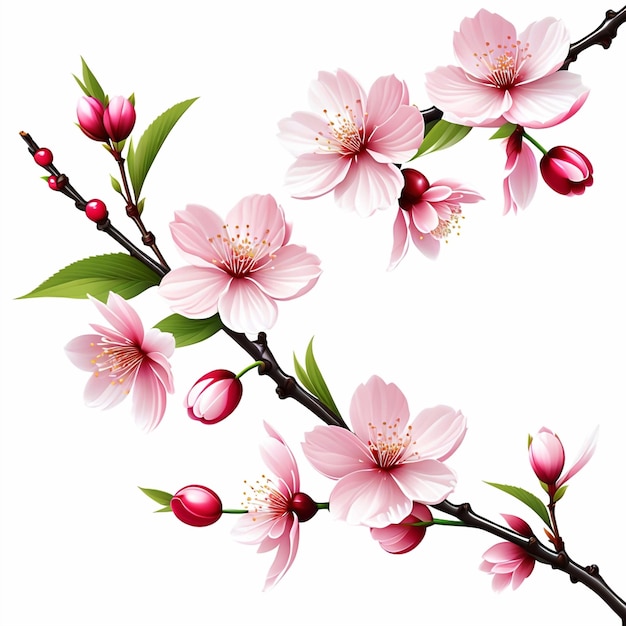 Vector de flores de cerejeira ramo de sakura realista